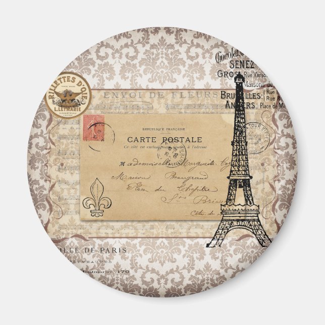 Imã Torre Eiffel, Chique de Paris Vintage (Frente)