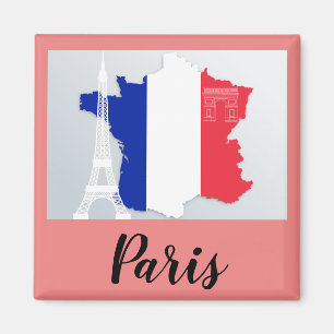 Imã Torre Eiffel do mapa da bandeira de Paris France