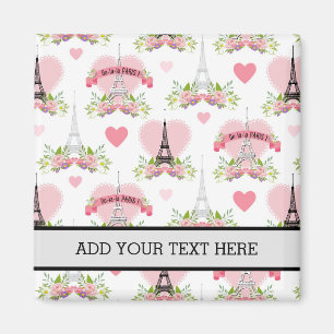 Imã Torre Eiffel Flor Corações Rosa Paris Francês