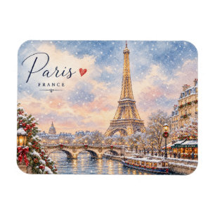Ímã Torre Eiffel Inverno Natal Rio Sena na neve