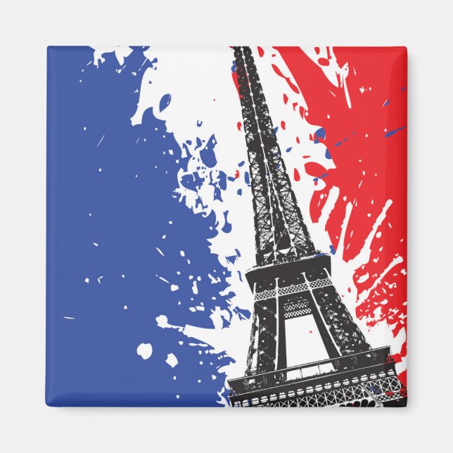 Imã Torre Eiffel | Paris, França | Bandeira de Grunge (Frente)