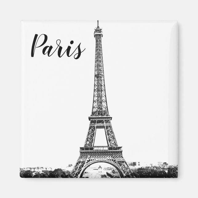 Imã Torre Eiffel preto e branco (Frente)
