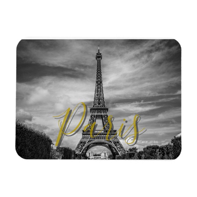 Ímã Torre Eiffel Preto e Branco Paris França (Horizontal)