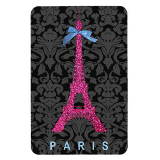 Ímã Torre Eiffel rosa quente com brilho sujo