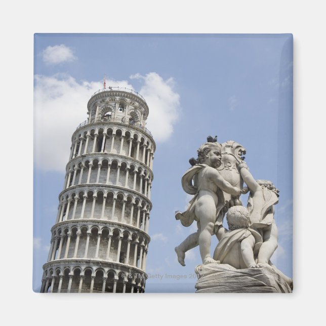 Imã Torre inclinada de Pisa e Estátua, Itália (Frente)