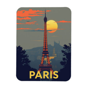 Ímã Torre Paris Eiffel na Sunset Vintage France Viagem