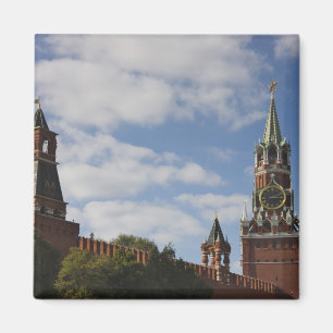 Imã Torre Spasskaya na Praça Vermelha, Moscou, Rússia