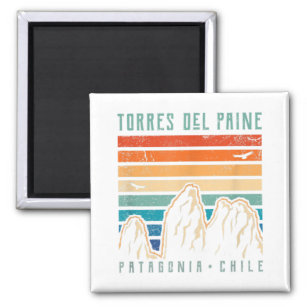 Imã Torres del Paine T Shirt Retro Chile Mountain Hiki
