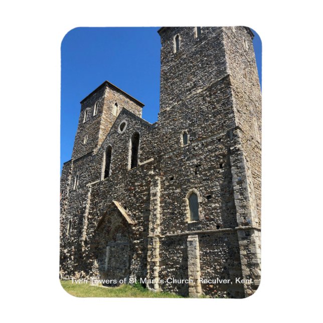 Ímã Torres Gêmeas da Igreja da Rua Maria, Reculver Ken (Vertical)