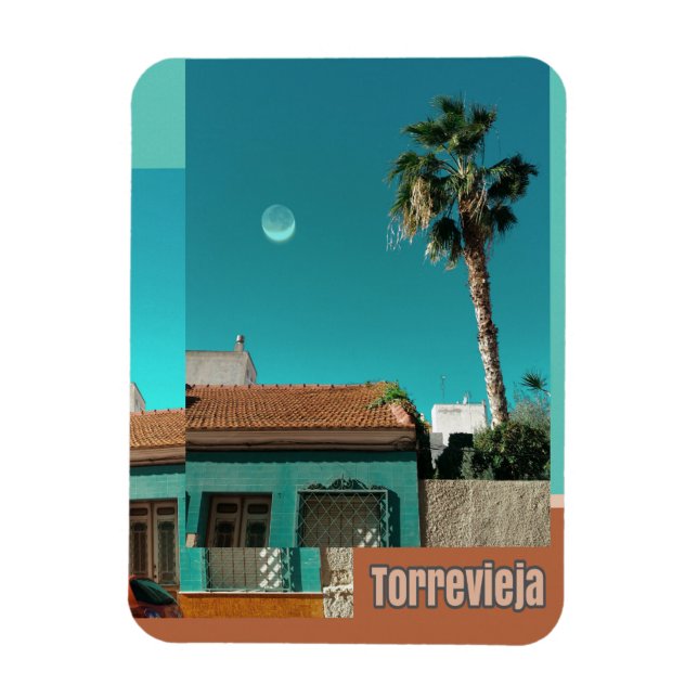 Ímã Torrevieja em Laranja e Turquesa (Vertical)