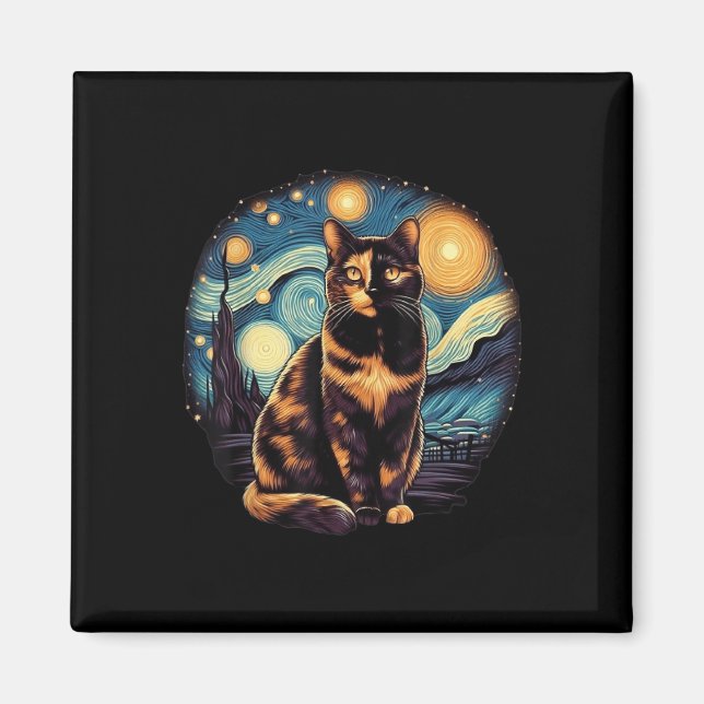 Imã TortoisesInferno Tortie Starry Night Art (Frente)
