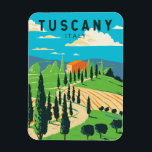 Ímã Toscana Itália Vineyard Viagem Art Vintage<br><div class="desc">Design de arte vetorial da Toscana. A sua capital,  Florença,  é o lar de uma das mais reconhecíveis artes e arquitetura do Renascimento do mundo,  incluindo a estátua "David" de Michelangelo.</div>