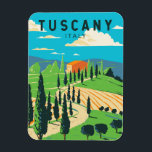 Ímã Toscana Itália Vineyard Viagem Art Vintage<br><div class="desc">Design de arte vetorial da Toscana. A sua capital,  Florença,  é o lar de uma das mais reconhecíveis artes e arquitetura do Renascimento do mundo,  incluindo a estátua "David" de Michelangelo.</div>
