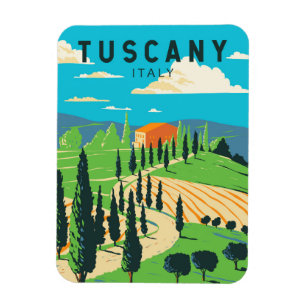 Ímã Toscana Itália Vineyard Viagem Art Vintage