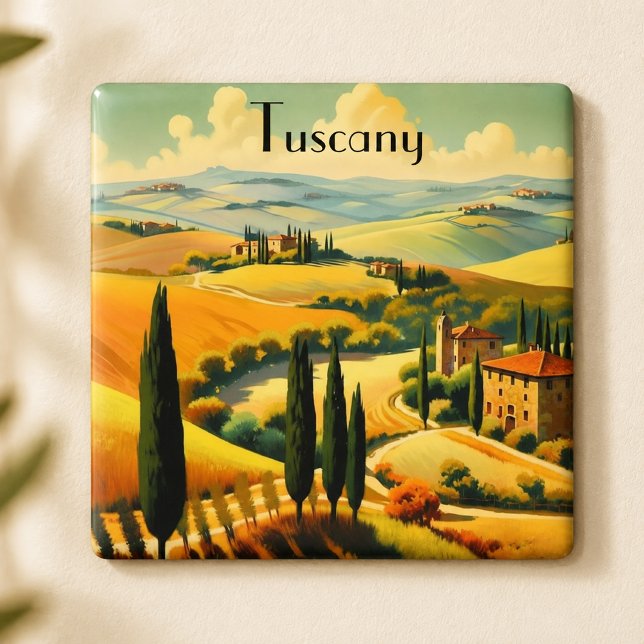 Imã Toscana Rústica Vintage com Texto Personalizado (Criador carregado)