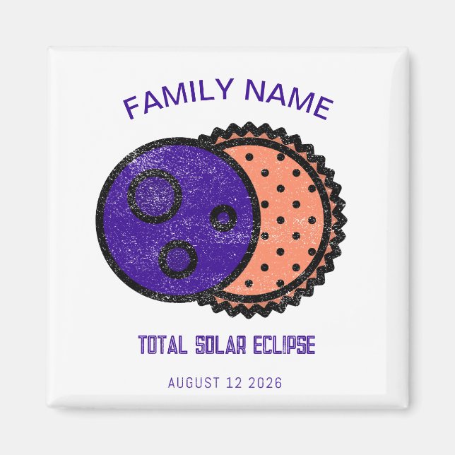 Imã Total de Eclipse Solar 2026 Personalizado (Frente)