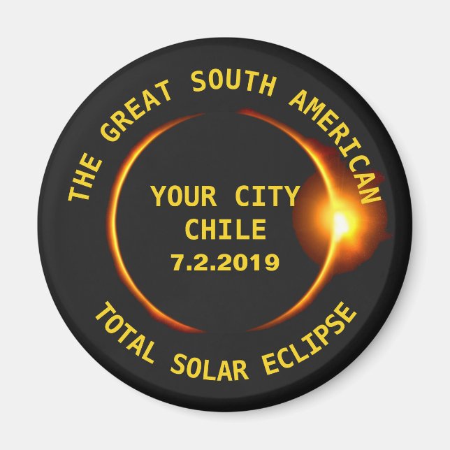 Imã Total Solar Eclipse 2019 Chile América do Sul (Frente)