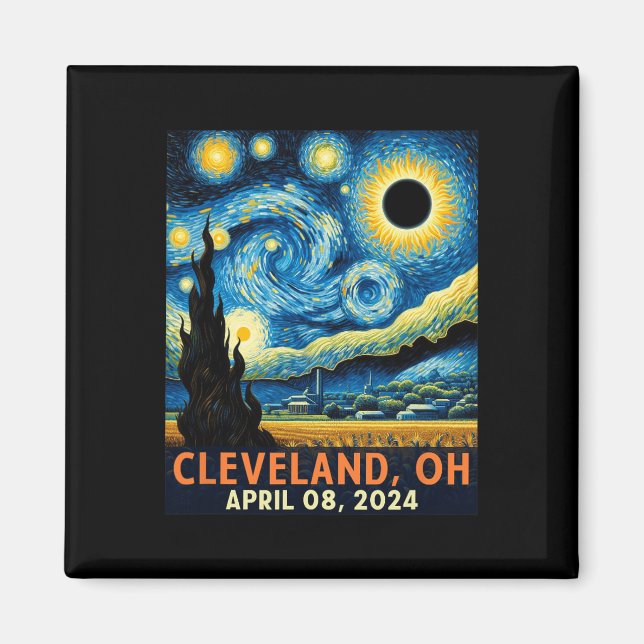 Imã Total Solar Eclipse 2024 Cleveland Ohio Starry Nig (Frente)