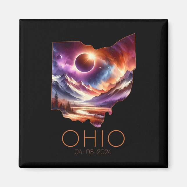 Imã Total Solar Eclipse 2024 State Ohio Totality April (Frente)