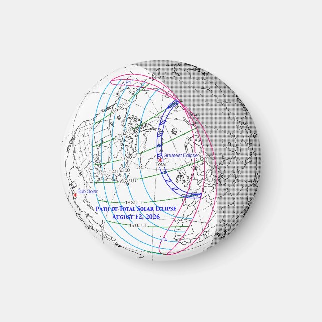 Imã Total Solar Eclipse 2026 Map (Frente)