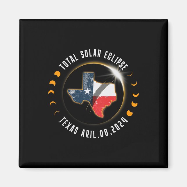 Imã Total Solar Eclipse América Totalidade Texas 8 de  (Frente)