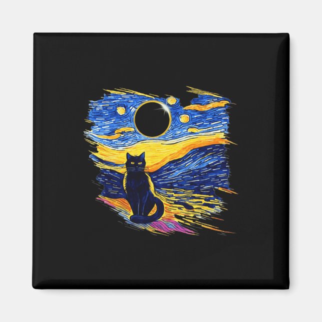 Imã Totality Solar Eclipse 2024 Starry Night Van Gogh (Frente)