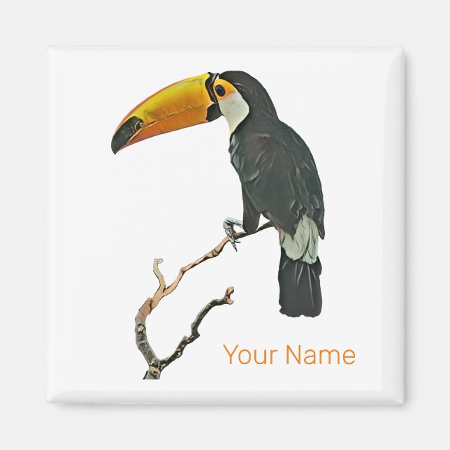 Imã Toucan Retrait Animal Tropical Bird Design (Frente)