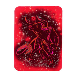 Ímã Touro Néon Vermelho Magico Correndo - Noite Estre