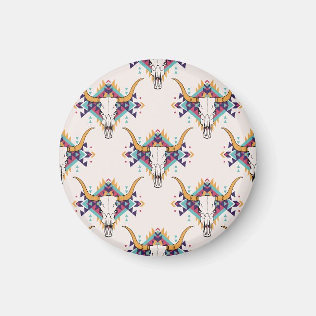 Imã Touro Tribal Caveira: Boho Sem Semente (Frente)