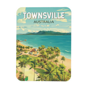 Ímã Townsville Austrália - Viagem Art Vintage
