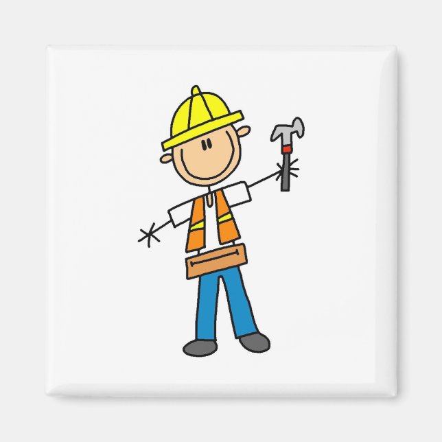 Imã Trabalhador de construção com martelo (Frente)