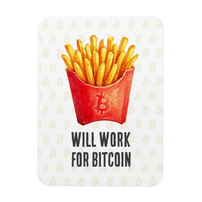 Ímã Trabalharei por Bitcoin (Vertical)