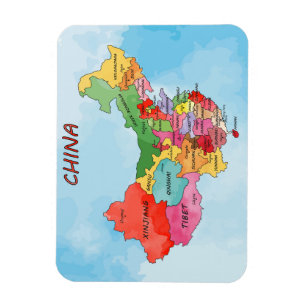 Ímã Trabalho de arte de aquarela do China Map