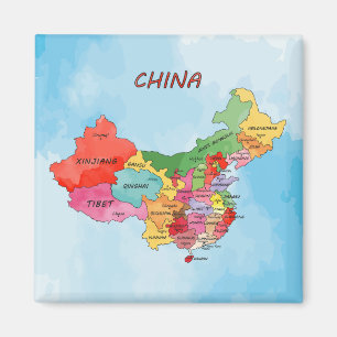 Imã Trabalho de arte de aquarela do China Map