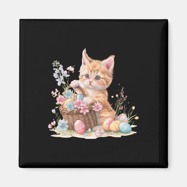 Imã Trabalho de arte de Ovos de Gatinho Páscoa (Frente)
