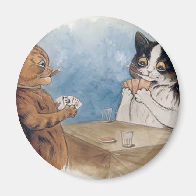 Imã Trabalho de arte do Poker Cats por Louis Wain (Frente)
