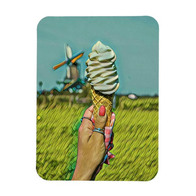 Ímã Trabalho de arte do sorvete Vintage (Vertical)