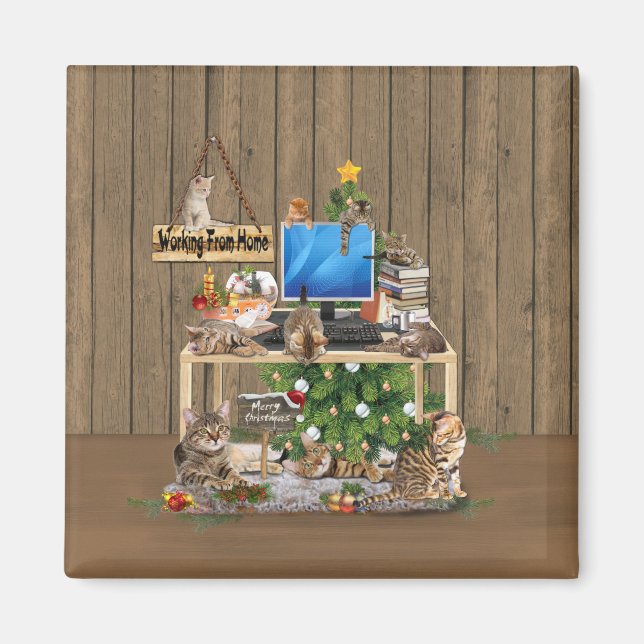 Imã Trabalho de Natal de casa com meus gatos (Frente)