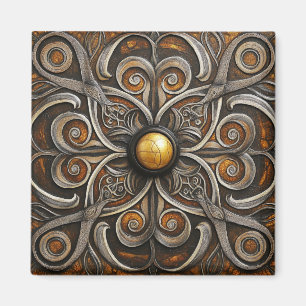 Imã Trabalho de Rolo Ornamentado com Centro Dourado