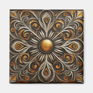 Imã Trabalho de Rolo Ornamentado com Centro Dourado2