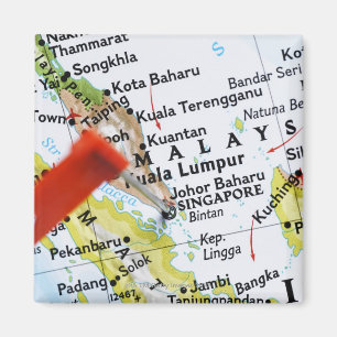 Imã Trace o pino colocado em Singapore no mapa,