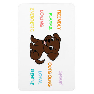 Ímã Traços de Labrador Retriever Chocolate Cartoon