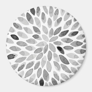 Imã Traços de pincel de aquarelas - preto e branco