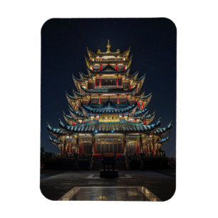 Ímã Tradicional Japonês: Building Lights up Night Sky