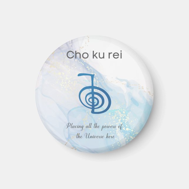 Imã Tradicional Usual Reiki Símbolo Cho Ku Rei Azul (Frente)