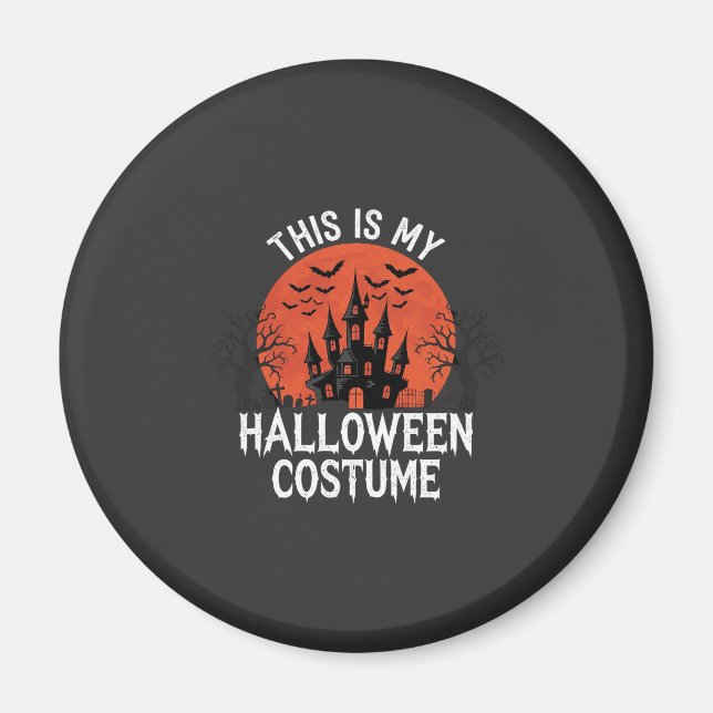 Imã Traje de Halloween Castelo Assombrado Design Vecto (Frente)