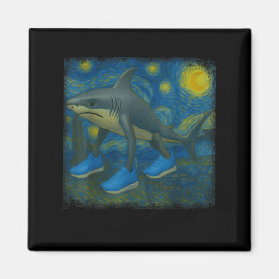 Imã Tralalalero Tralala Funny Shark Van Gogh Starry Ni