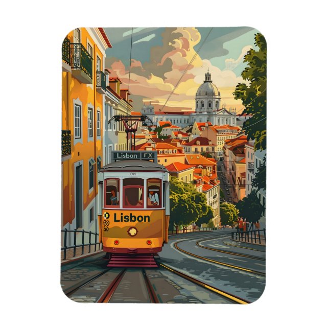 Ímã Tramlines de Lisboa: Navegando no Skyline da Cidad (Vertical)