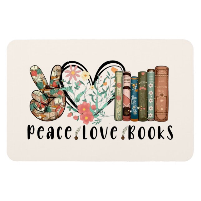 Ímã Tranquilo Vibes: Paz, Amor e Livros (Horizontal)