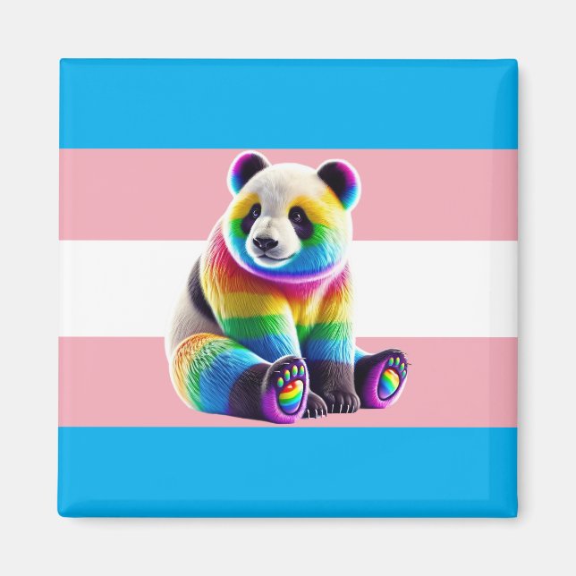 Imã Transgender Pride Flag with Rainbow Panda (Frente)